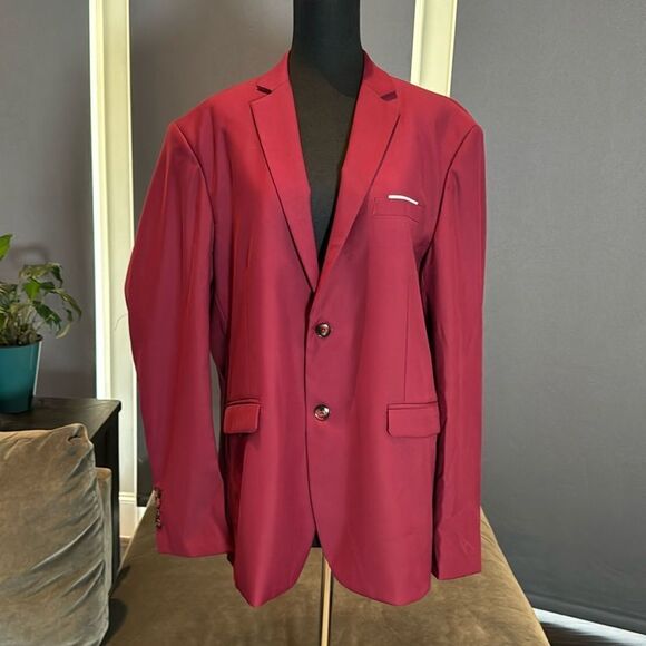 Men’s Slim Fitting Suit Jacket Blazer Two Button Notched Lapels Size 42 - Picture 1 of 11